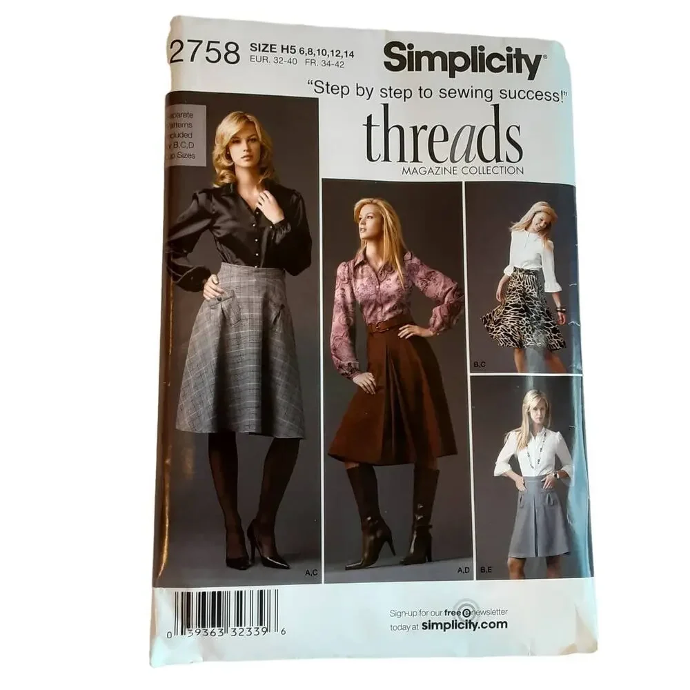 Simplicity 2758 2516 Easy Midi Skirt Variations 6 8 10 12 14 16 Sewing Pattern